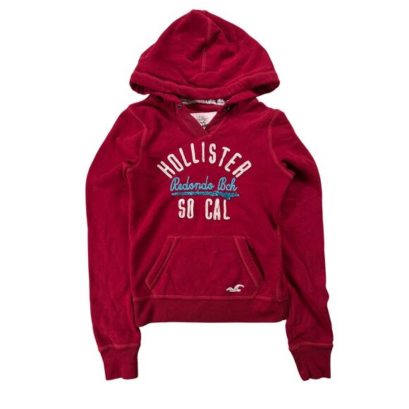 Hollister Sweaters - Hollister Womens Small Hoodie Redondo Beach So Cal Red Pockets Sweater